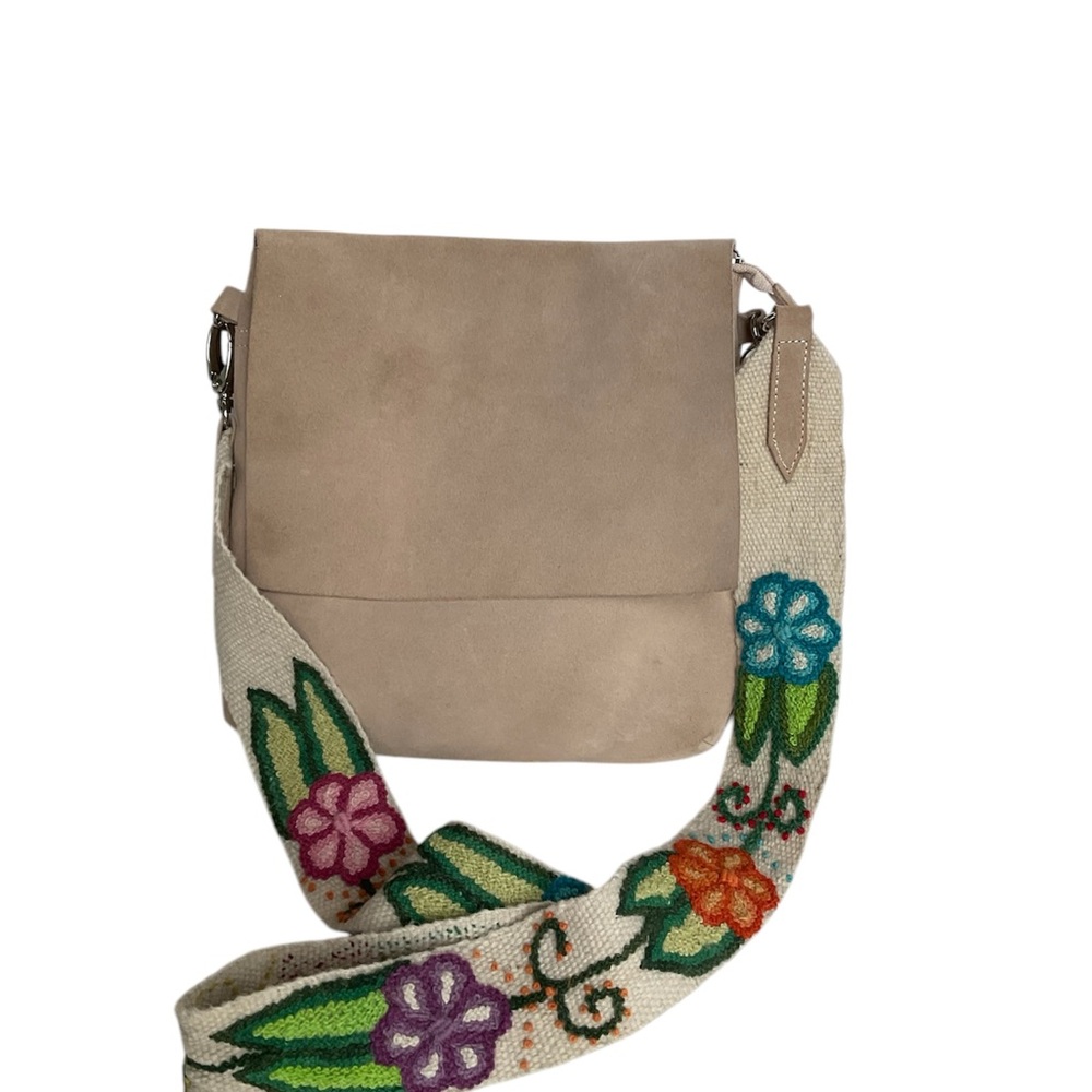 Hand Made Suede embroidered Boho crossbody Peruvian Purse